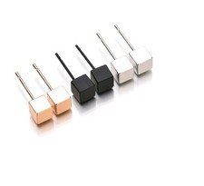 Women's Men's Unisex Gold Silver Black 3D Square Geometric Stud Earrings Gift UK