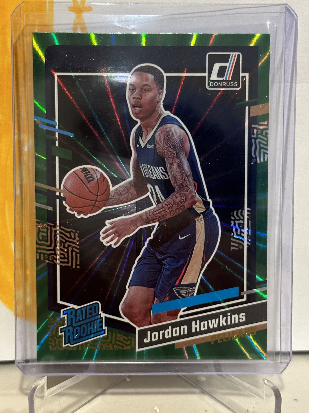 2023-24 Donruss Jordan Hawkins Holo Green Laser Rated Rookie RC #219 Pelicans