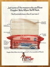 1996 Huggies Baby Wipes Vintage Print Ad/Poster Retro 90s Kids Wall Pop Art Cute