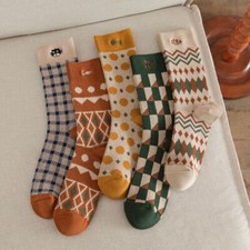 Fashion 5 Pairs Womens Ladys Cotton Socks Lot Warm Novelty Casual Crew Socks 6-9
