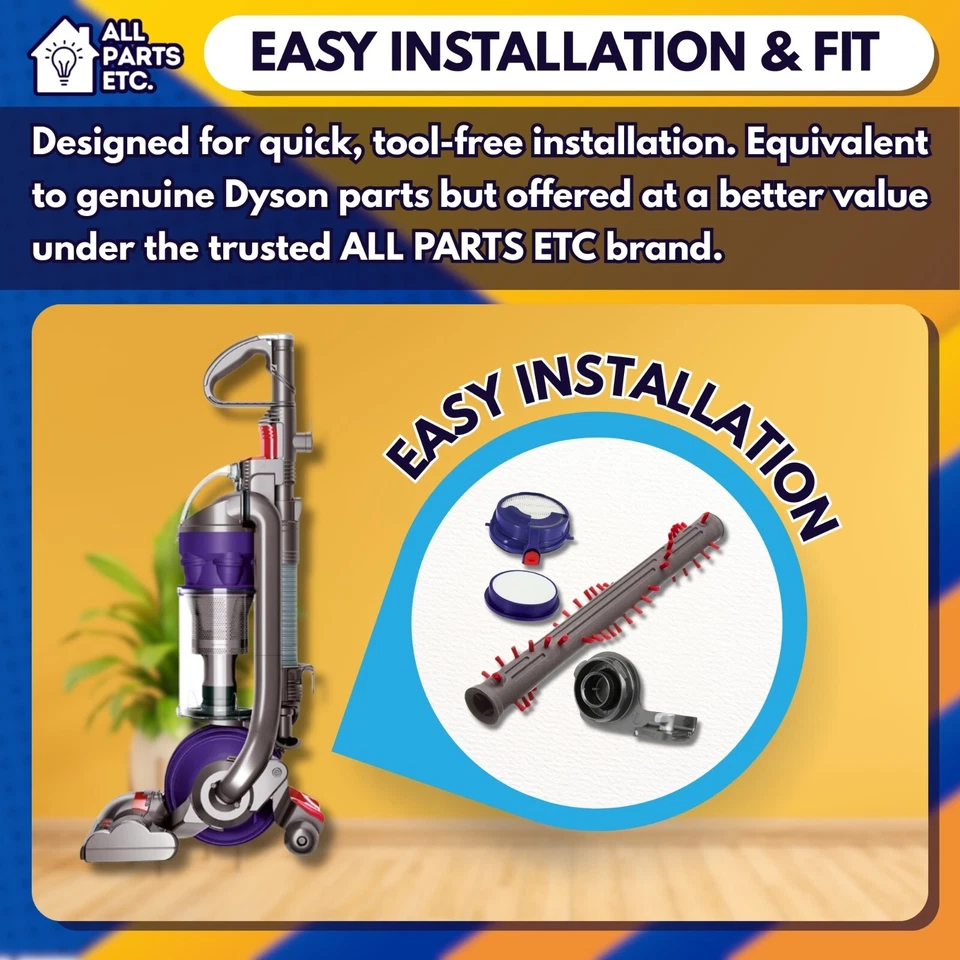 4-Pack Replacement Kit for Dyson DC24 – Brush Roll Bar, End Cap & 2 Filter - Image 4 of 4