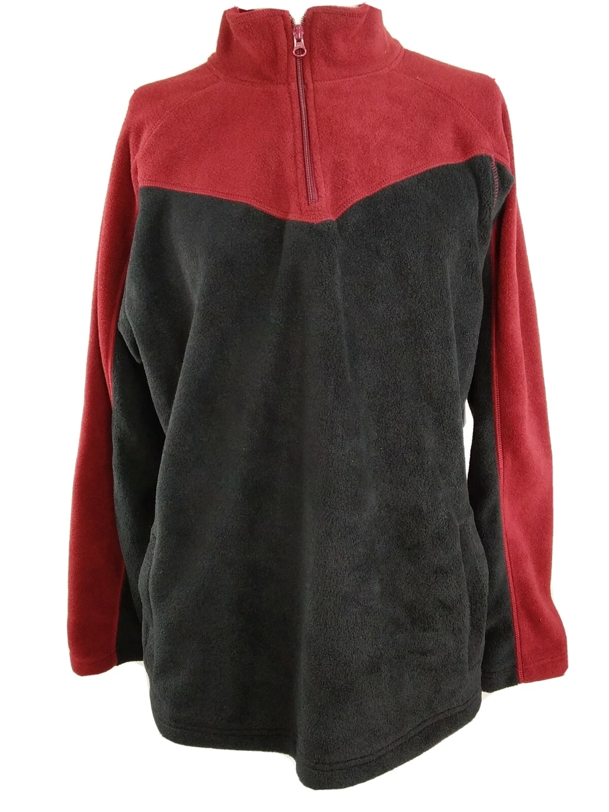 Arizona Mens 1/4 Zip Pullover Fleece Jacket Maroon/Black Large Retails $36 (185