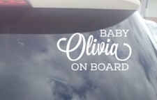 Custom Baby on Board Car Sticker Decal Personalised Script Name Gift