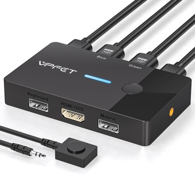 HDMI KVM Switch 1 Monitors 2 Computers 4K60Hz USB KVM Switches 2 Ports for 2 ...