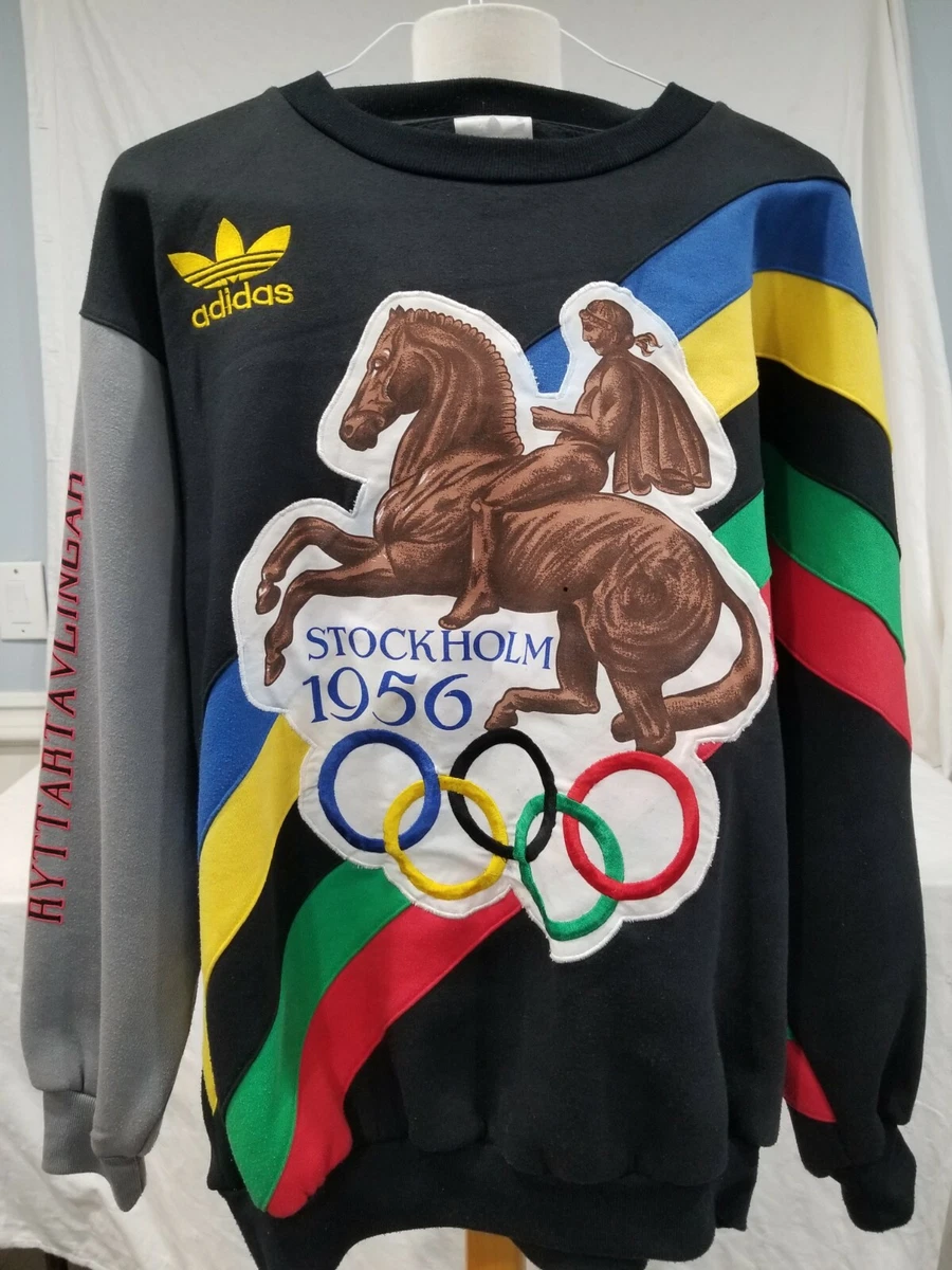 Adidas Vintage Olympic Stockholm Helsinki Crewneck Sweatshirt L Colorblock | eBay