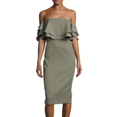 Keepsake The Label Size XS Olive Green Ruffle Short Sleeve Off