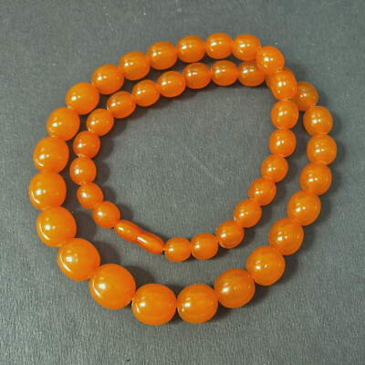 Honig Bernstein Kette,Vintage Russian amber bead necklace,Oliven,79,7 gramm