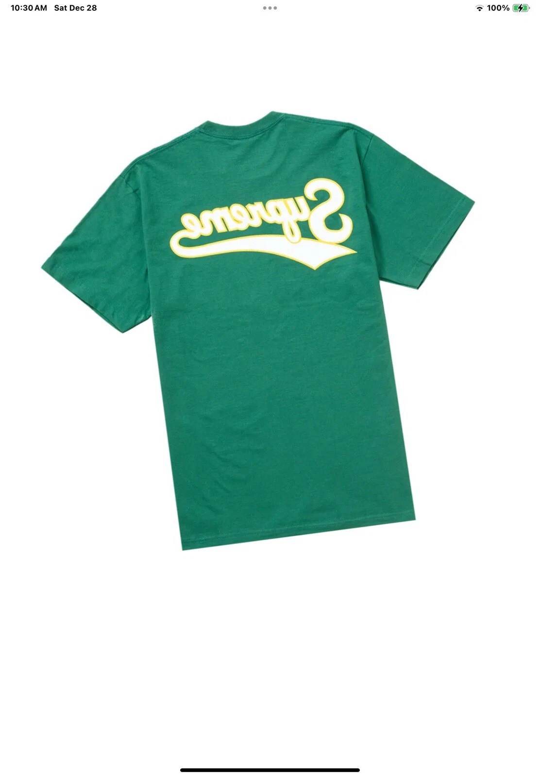 SUPREME BACKWARDS TEE LT PINE TAILLE S (AUTHENTIQUE) NEUF SS24 SEMAINE 19