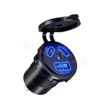 Type-C USB Car Charger Socket Phone Fast Charging Adapter 3 Ports Power Outlet