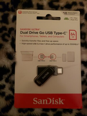 SanDisk 64GB Ultra Dual Drive Go USB Type-C Flash Drive, Black - SDDDC3-064G-G46