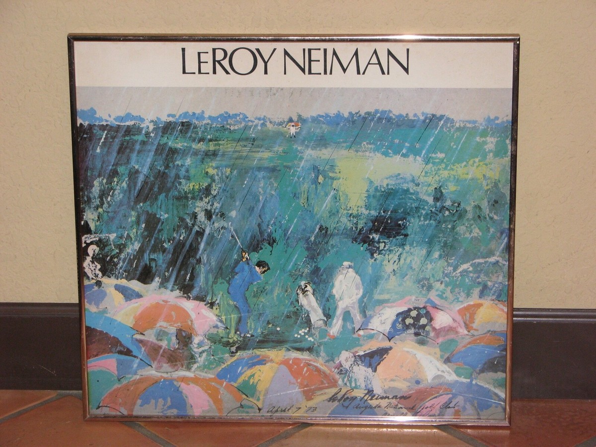 Leroy Neiman 1973 Augusta National Arnold Palmer Golf Club Framed