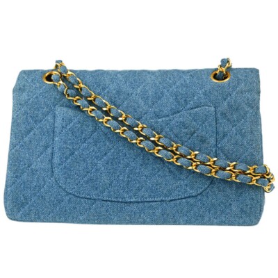 Chanel Blue Denim Medium Classic Double Flap Shoulder Bag 133869