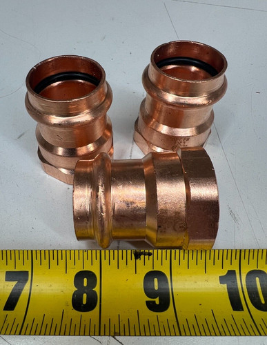 (Lot of 3) 1" Adapter Wrot Copper Pipe Fitting Press End x Female NPT No lead