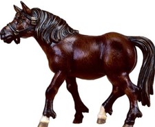 SCULTURA CAVALLO MORELLO CM 13 SCOLPITA LEGNO DELLA VALGARDENA DECORATA A MANO