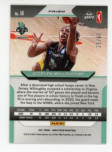 2021 Panini Prizm WNBA #14 JOCELYN WILLOUGHBY New York Liberty RARE PURPLE #/99 - Picture 2 of 2