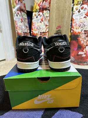 Buy Size 9.5 - Wasted Youth x Nike Dunk SB Low Black Denim online