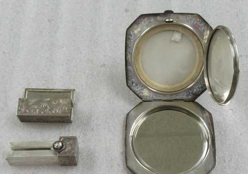 Rara custodia vintage argento .950 rossetto e polvere * 168,32 grammi * prezzo basso - Foto 5 di 7