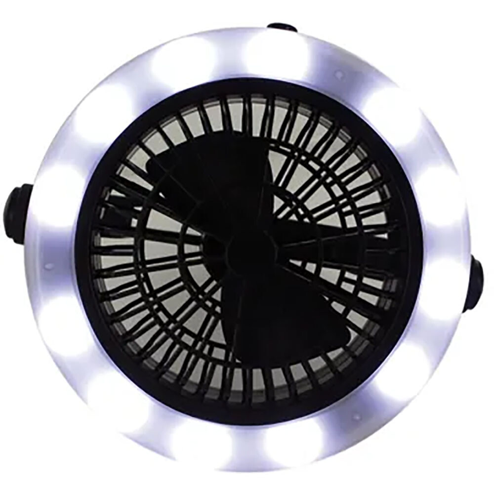 Kole Imports - 2-in-1 Camping Outdoor Fan with LED Light (Black)