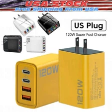 120W 4-Port USB C Fast Wall Charger Block For All Cell Phone iPad USA