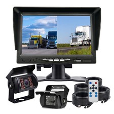 7" Quad Monitor Split Screen Reversing 2 Camera IR CCD 4PIN 4x 10m Kit Truck Van