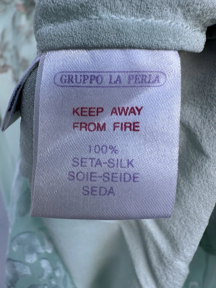 La Perla Silk Mint Green Top w/ Frastaglio Lace Italian Size 3 US 36 - Image 4 of 4