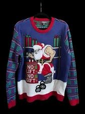 33 Degrees Ugly Christmas Sweater Mens L No Lift No Gift Santa Gym