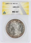 1881-S Morgan Silver Dollar ANACS MS63 S$1 San Francisco Minted No Reserve