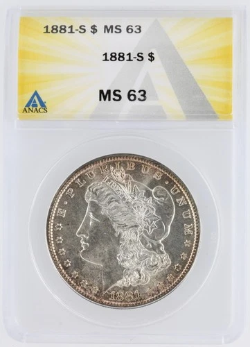 1881-S Morgan Silver Dollar ANACS MS63 S$1 San Francisco Minted No Reserve