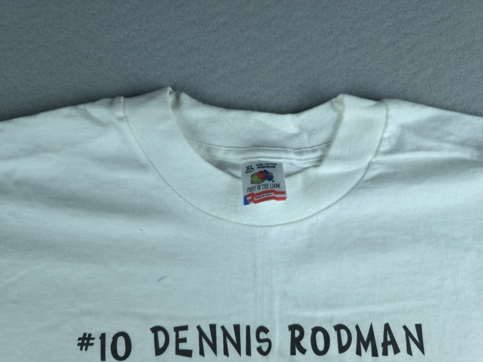 Vintage 90's NBA San Antonio Spurs Basketball Dennis Rodman Caricature XL Rare T - Image 2 of 4