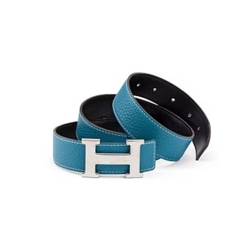 Hermes Constance H Reversible Leather Belt in Blue Jean/Black Size 90