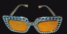 Vintage Bling Oversized Square Sunglasses Yellow Lenses eccentric