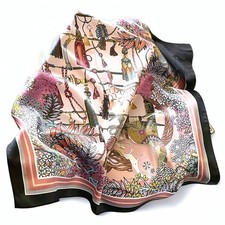 100 Mulberry Silk Square Neckerchief, Rope, Tassel Floral Bandana Scarf Fashion