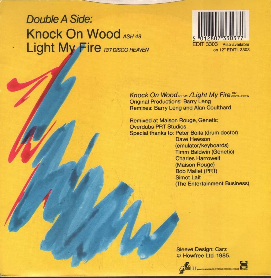 Amii Stewart Knock On Wood 7" vinyl UK Sedition 1985 - pic sleeve EDIT3303 - Image 2 of 3