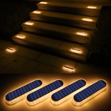 Solar Step Lights for Outside,4 Pack Warm White Solar Deck Lights Waterproof,...