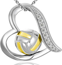 Softball/Volleyball/Baseball/Golf Necklace for Women Sterling Silver Softball Ac