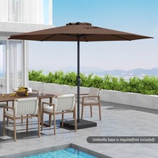 12' Patio Umbrella Outdoor Market Umbrella w/ Crank Handle 8 Sturdy Ribs Coffee