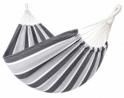 Doppel Brasilianische Hängematte 2 Personen 220x150cm Baumwolle Canvas grau gestreift von GOCAN