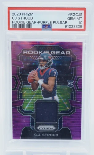C.J. Stroud RC 2023 Panini Prizm Rookie Gear Purple Pulsar #RG-CJS PSA 10 -U1985