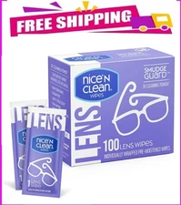Nice 'n Clean SmudgeGuard Lens Cleaning Wipes (100 Total Wipes) | Pre-Moistened
