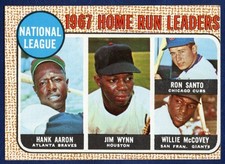 1968 TOPPS #5 N.L. HOME RUN LEADERS (AARON, McCOVEY) (EXCELLENT ) BASEBALL CARD