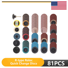 81Pcs R-type Roloc Quick Change Discs Abrasive For Die Grinder Sanding Pads 2In