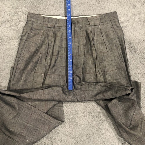 Vintage Giorgio Armani Herren 31x34 Leinen Baumwollmischung Hose Grau Bundfaltenhose - Bild 6 von 21