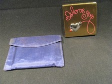 Vintage Wadsworth Make-up Case Brass & Silver I Love You Heart 3x3 Compact