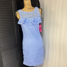 Lilly Pulitzer Janine Shift Dress Size XS Blue Peri Flowing Leaf Lace NWT