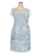 NWT Adrianna Papell 20 Blue Breeze Embroidered Sheath Dress Floral Cutout