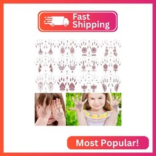 XMASIR Henna Temporary Tattoo Stickers for Kid, 12 Pair Hands Tattoo Brown Body