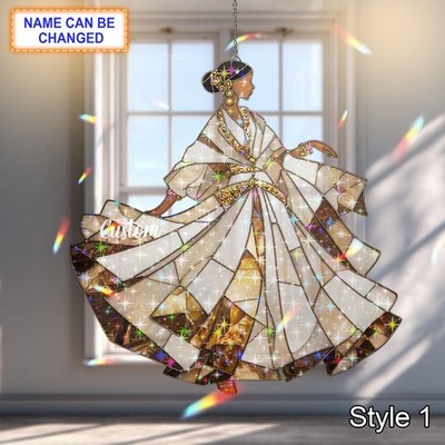 Personalized Philippine Woman Suncatcher - Cultural Acrylic Window Decor
