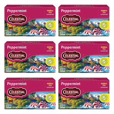 Peppermint Herbal Tea, Caffeine Free, 20 Tea Bags Box Pack of 6