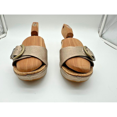 Kork-Ease Women Metallic Bronze Leather Cork Wedge Slide Sandals Buckle Size 7