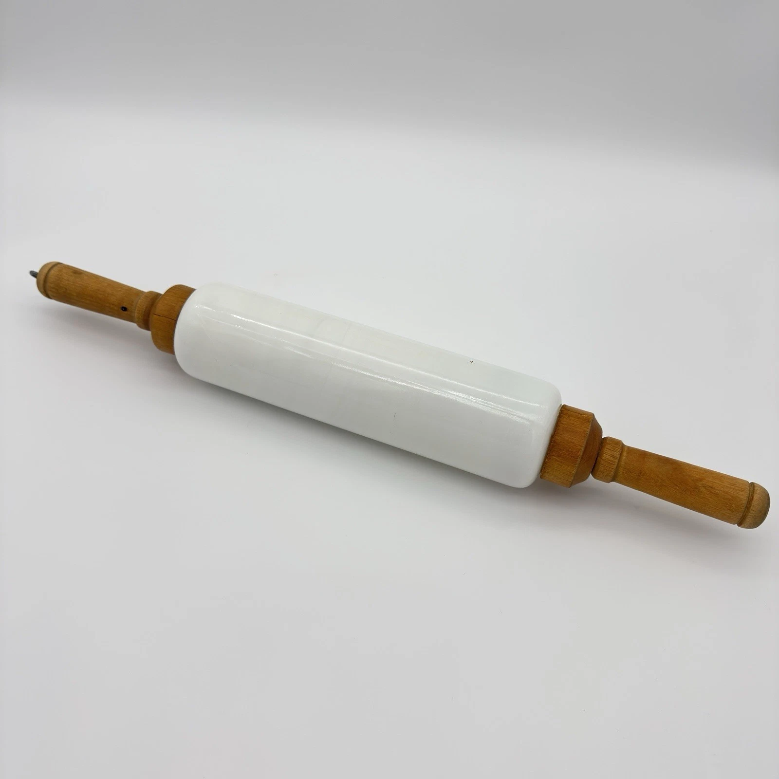 Antique 1921 Imperial Manufacturing Co 19" Milk Glass Rolling Pin Cambridge Ohio